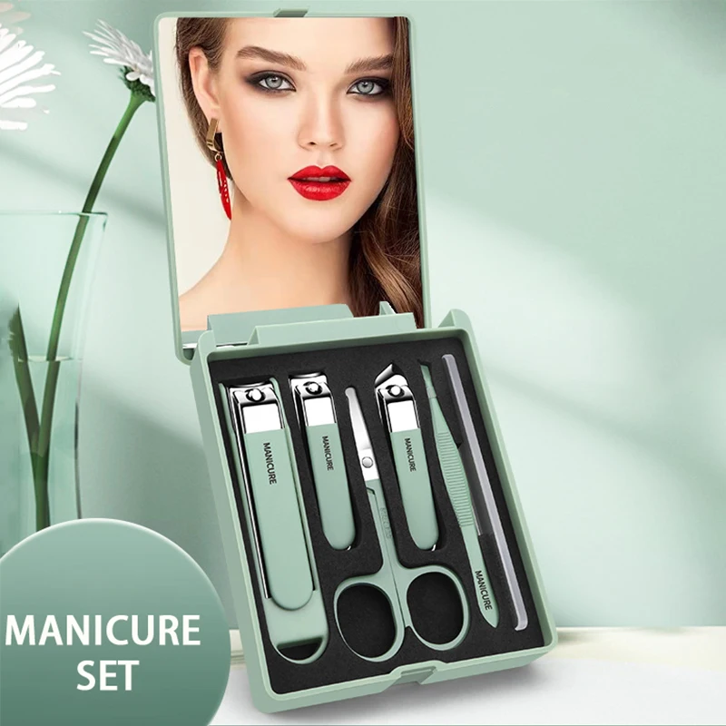 Men'S Grooming Mirror - 6pcs Perlengkapan Perawatan Kuku - Kotak